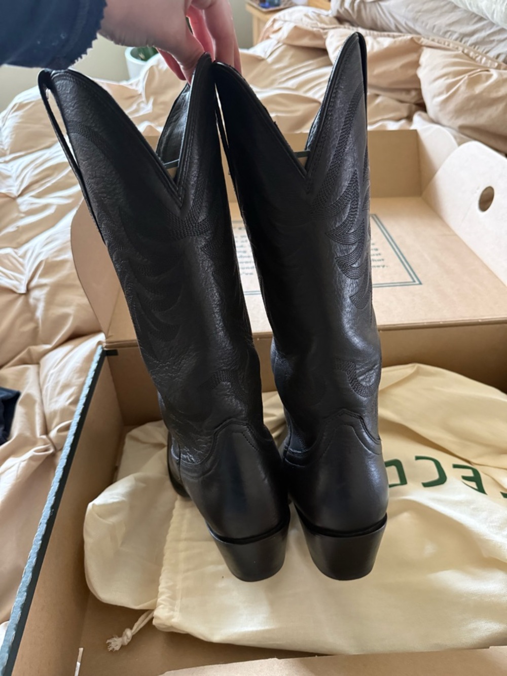 Tecovas Women's Black Leather Cowboy Boots The Annie Midnight - Picture 5 of 10